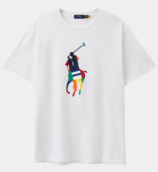 Ralph Lauren Rainbow Player Logo T-shirt Mens White