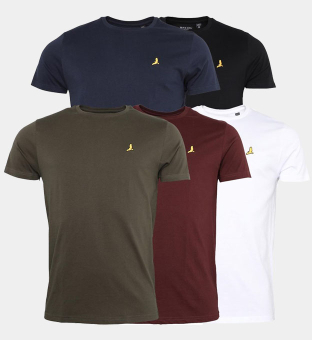 Brave Soul 5 Pack T-shirts Mens Black _White _Navy _Khaki _Burgundy