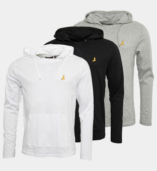 Brave Soul 3 Pack Hoodies Mens Black _White _Light Grey Marl