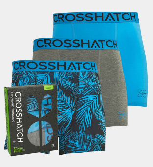 Crosshatch 3 Pack Boxers Mens Blue Grey Marl