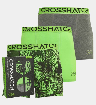 Crosshatch 3 Pack Boxers Mens Green Grey Marl