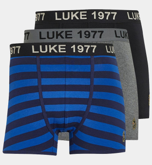 Luke 1977 3 Pack Boxers Mens Grey _Black _Stripe