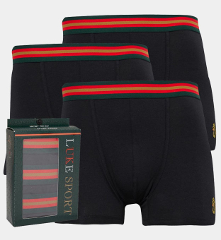 Luke 1977 3 Pack Boxers Mens Black Dark Gold Dark Green Red