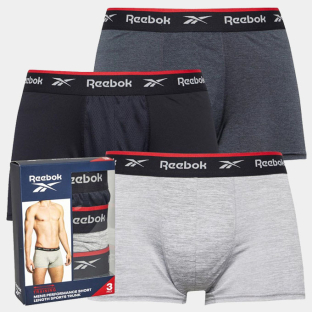 Reebok 3 Pack Boxers Mens Black Grey Marl Red