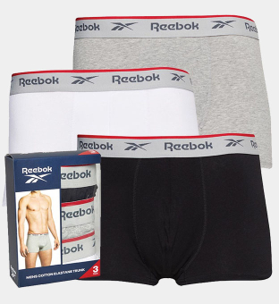 Reebok 3 Pack Boxers Mens Black Grey Marl Red White