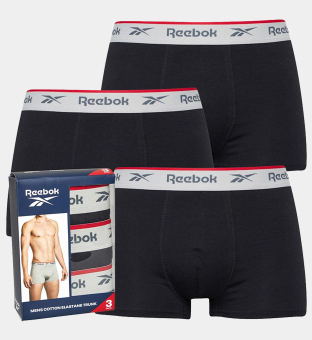 Reebok 3 Pack Boxers Mens Black