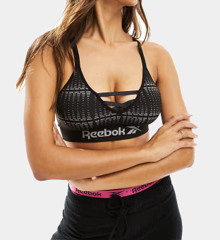 Reebok Sports Bra Womens Black Grey