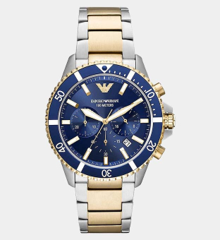 Emporio Armani Watch Mens Silver Gold Blue 