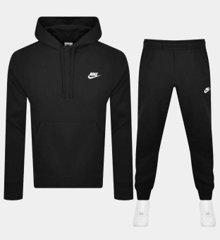 Nike Club Hooded Tracksuit Mens Black