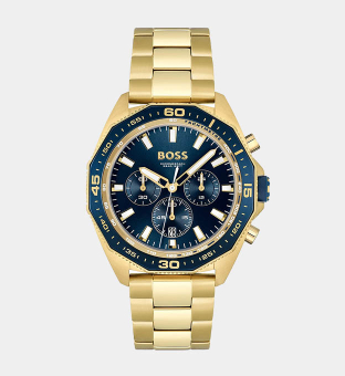 Hugo Boss Watch Mens Gold Blue 