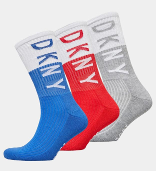 DKNY 3 Pack Socks Mens White Blue Grey Red