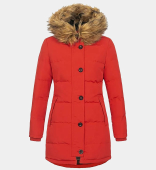 Brave Soul Coat Womens Bright Red Black