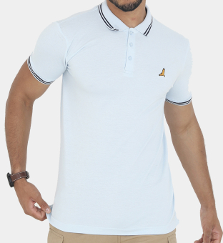 Brave Soul Polo Shirt Mens Light Blue Navy