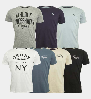 Crosshatch 7 Pack T-shirts Mens Navy _Blue _Grey Marl _White _Blue _Black _Off White