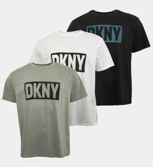 DKNY 3 Pack T-shirts Mens Black White Grey Marl