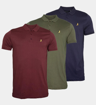 Brave Soul 3 Pack Polo Shirts Mens Navy _Khaki _Burgundy