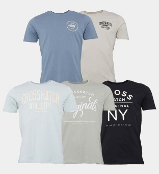 Crosshatch 5 Pack T-shirts Mens Black _Off White _Light Blue _Denim Blue _Light Sage