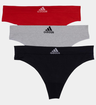 adidas 3 Pack Thongs Womens Black Grey Red