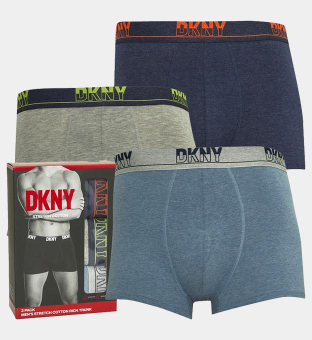 DKNY 3 Pack Boxers Mens Denim Marl Grey Marl Navy Blue