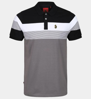 Luke 1977 Polo shirt Mens Black _White _Mid Grey