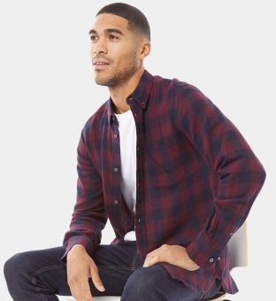 French Connection Shirt Mens Navy Burgundy